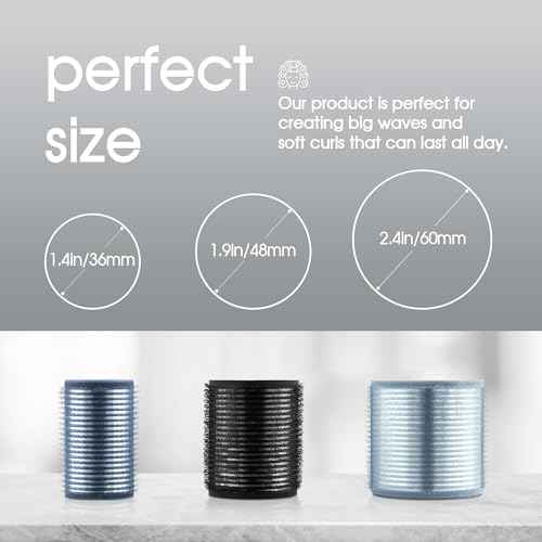 Self-Grip Ceramic Ionic Thermal Hair Rollers Set - 18 Velcro Rollers for Long and Short Hair, Blowout Look, Salon Quality