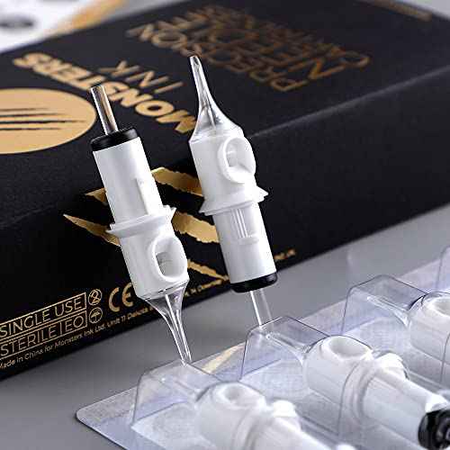 Monsters Ink Round Shader Tattoo Needles Cartridge for Tattoo Machine, 20 pcs (3 Round Shader 0.35mm)