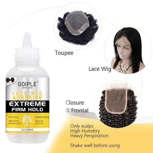 2 OZ Wig Glue for Lace Front Wigs, Waterproof Lace Hair Glue for Wigs, Fast Dry Lace Bond Strong Hold Transparent Laces Adhesive for Hair Replacement (60ML)