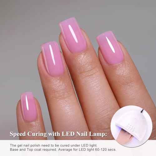 Imtiti Gel Nail Polish, Sheer Jelly Baby Pink Color UV/LED Soak Off Gel Polish for DIY Nail Art Manicure and Pedicure at Home (0.34 Fl Oz-970)