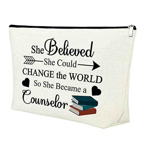 Mxrymvu School Counselor Gift Makeup Bag Counselor Appreciation Gift for Women Cosmetic Bag School Counselor Graduation Gift Teacher Retirement Gift Birthday Gift Christmas Gift Travel Makeup Pouch