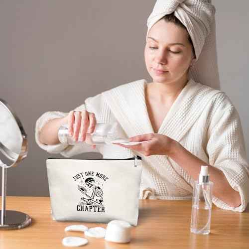 Reading Skull Makeup Bag Make Up Bag, Reader Bookworm Cosmetic Bags for Women,Bookish Bookworm Gifts for Women Teen Girls