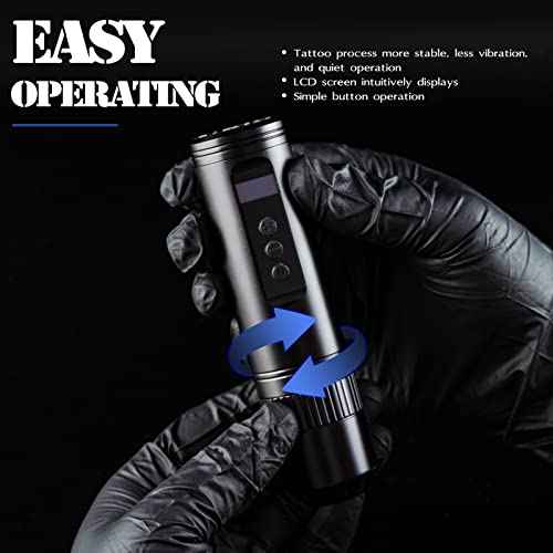 INKin Wireless Tattoo Pen Machine,Nowta-1 Professional Cordless Tattoo Gun with Replace Two Batteries 2000mAh Power Supply Digital LED Display Short Tattoo Machine for Tattoo Aritsts