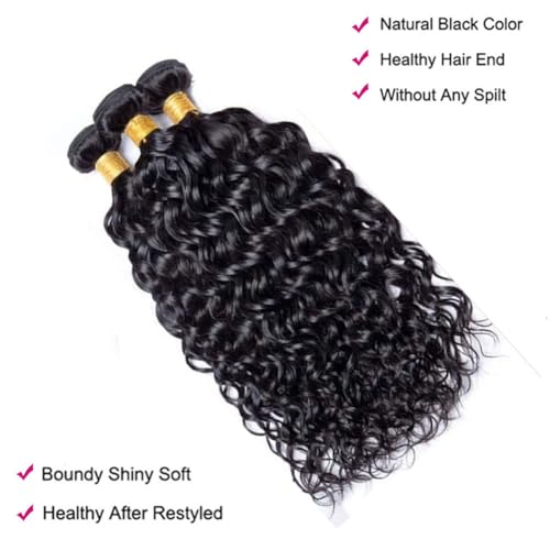 16 16 16 Inch Water Wave Bundles Human Hair 100% Unprocessed Curly Brazilian Virgin Hair Wet And Wavy 3 Bundles Human Hair Natural Black