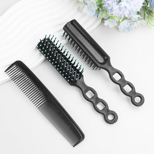 200 Pcs Hair Brush Combs Set in Bulk for Homeless Individually Wrapped, Bulk Hair Brushes 100 and 7 inch Hair Combs 100 for Women Kids Hotel Homeless Charity (Black)