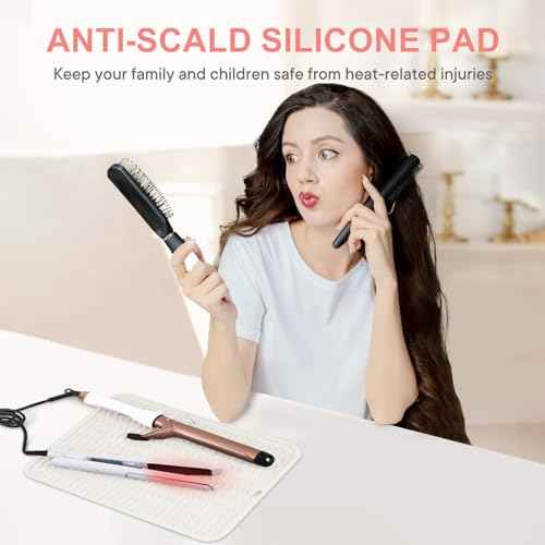 Oversize Silicone Heat Resistant Mat, Portable Travel Mat Cover for Curling Irons, Flat Irons, Hair Straightener and Hot Hair Styling Tools(14.2" x 11")