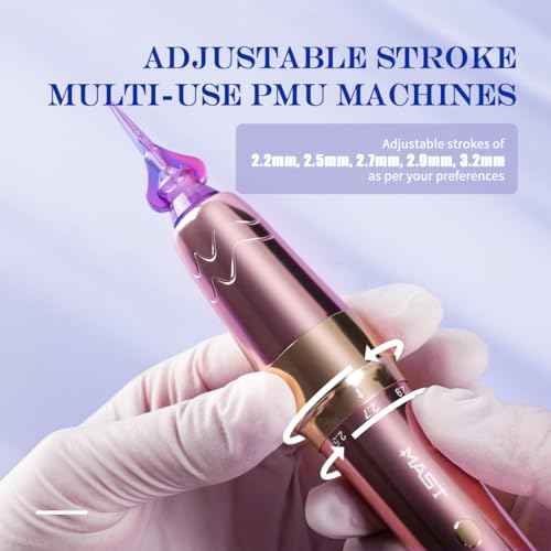 Mast Tattoo P60 Cordless Tattoo Gun Machine Kit - Complete Tattoo Pen Kit with Rca Port 5 Adjustable Strokes 2.2mm-3.2mm 20 Needles 2 Batteries Lightweight for Pro Artists