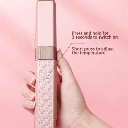 Cordless Hair Straightener, 2 in 1 Portable Mini Ceramic Flat Iron and Curler, USB-C Rechargeable Travel Straightener, Lock in Moisture & Shine, 3 Levels Adjustable (Pink)