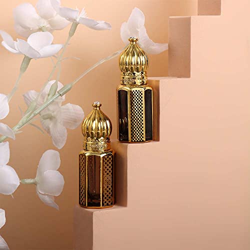 Leadigol 3pcs Essential Oil Roller Bottles,Vintage Glass Roller Bottle,Empty Glass Mini Bottles for Perfume,DIY Travel Essential Oil Roller Bottles