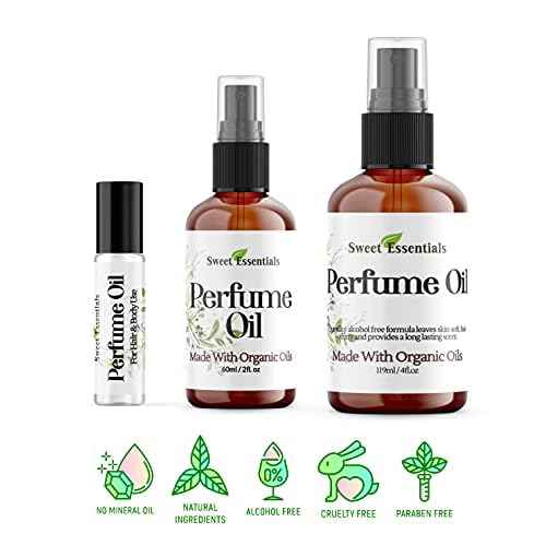 Sweet Essentials JASMINE VANILLA, Fragrance/Perfume Oil, Made with Organic Oils, 2oz, Spray on Perfume Hair & Body Oil - Alcohol, Silicone & Preservative Free
