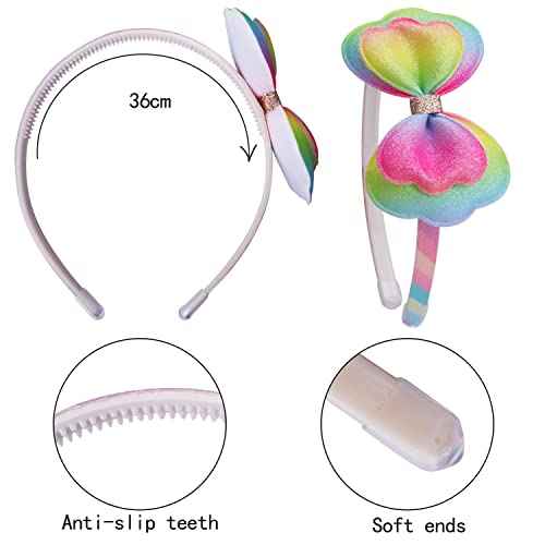 Glitter Headbands for Girls Butterfly Sparkly Hair Bands with Teeth Bows Flower Sequin Hairband for Toddler Girl(6pcs)