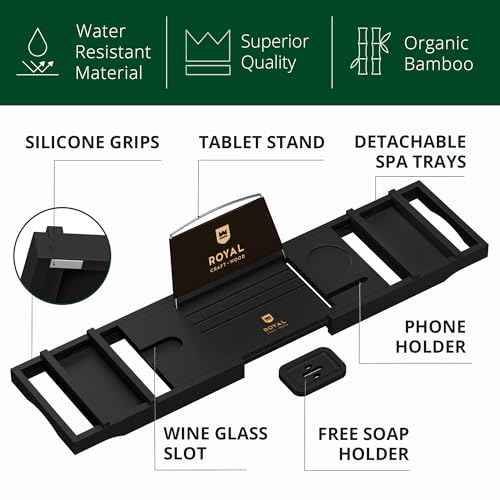 ROYAL CRAFT WOOD Bathroom Organizer Shower Bathtub Caddy