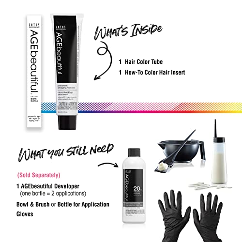 AGE beautiful Permanent Hair Color Dye Liqui Creme | 100% Gray Coverage | Anti-Aging Haircolor | Biotin for Thicker, Fuller Hair | Professional Salon Coloring