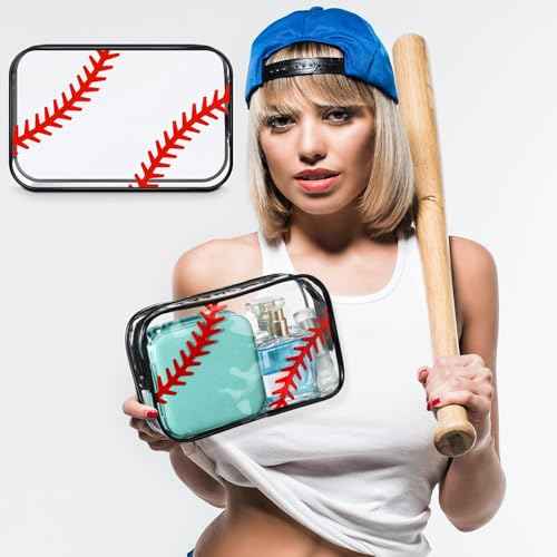 Abbylike 12 Pcs 7 x 4.7 x 2.4'' Cosmetic Bag Gifts Accessories for Makeup Bags PVC Cheer Case Clear Toiletry Zipper Pouch for Women Christmas Xmas (Baseball Theme)