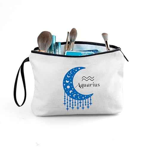 Aquarius Zodiac Gift Constellation Gift Zodiac Signs Makeup Bag Birthday Gift for Women Friends Sister Coworker