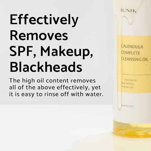 IUNIK Calendula & Jojoba Oil-Infused Vegan Cleansing Oil ? Gentle Blackhead Melting & Makeup Remover Facial Cleanser w/Plant-based Oils Korean Skincare