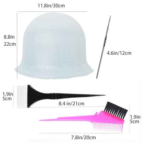 Pre-punched with Holes Silicone Highlight Cap Hair Color Set Professional Reusable Highlighting Cap with Hook Salon Hairdressing Dyeing Staining Tools for Women Men