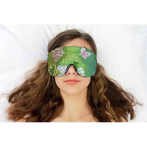 Handmade Weighted Sleep Eye Mask Yoga Pillow - Flax Seed Fill - Unscented - Spring Green - TEMF-SG