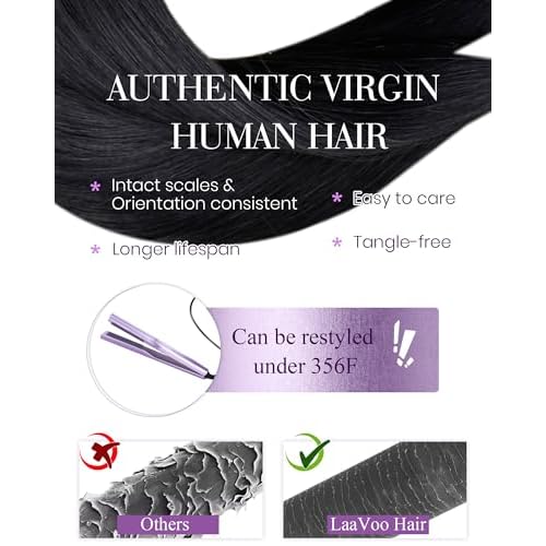 LaaVoo I Tip Hair Extensions Human Hair Black Long I Tips Hair Extensions Real Human Hair 50s 50g 26 Inch