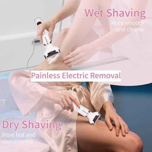 Electric Razors LED Display for Women Men, 2025 Wet/Dry Lady Shaver,4 in 1 Cordless Hair Remover with IPX7 Waterproof,Smooth & Silky Portable Bikini Electric Grooming Set (Pink & White)
