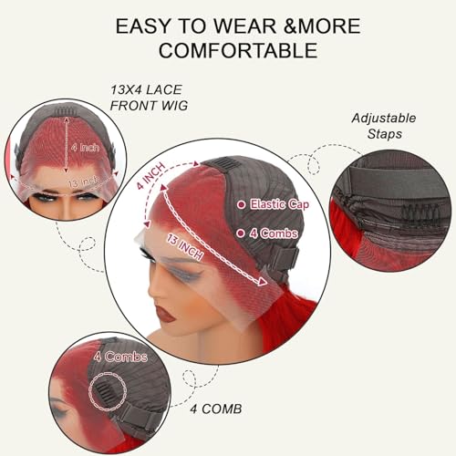 26 Inch Red Human Hair Wig 13x4 HD Lace Front Wigs Human Hair Pre Plucked Body Wave Human Hair Wig Color Wigs Human Hair 200 Density Red Lace Frontal Wigs Red Wig Human Hair