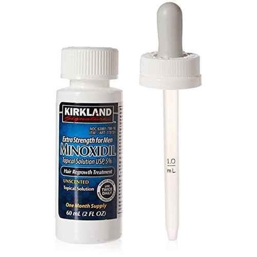 Minoxidil for Men 5% Extra Strength Hair Regrowth for Men YHFNfo, 1 Month Supply by Kirkland Signature, 2 oz Bottle