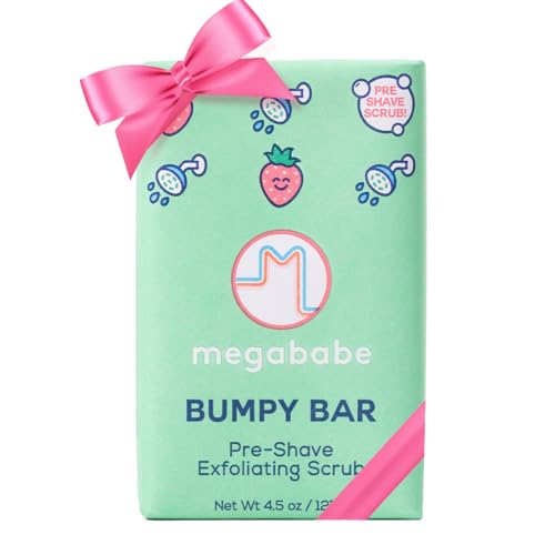 Megababe Bumpy Bar | Pre-Shave Exfoliating Scrub | with Shea Butter, Strawberry Fruit Extract & Ceramides | 4.5 oz
