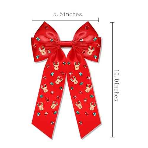 Christmas Bows Hair Clips for Women Red Green Xmas Reindeer Hair Bow Christmas Hair Ribbon Hair Barrettes Xmas Hair Accessories Holiday Party Favor