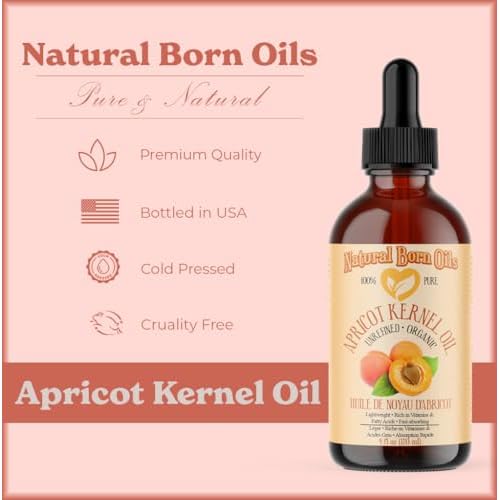 Natural Born Oils Apricot Kernel Oil, 1 Gallon, Organic, Cold-Pressed, Abundant in Fatty Acids, Hydrates Skin, Enhances Hair Luster