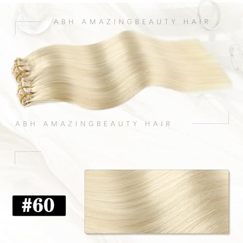ABH AMAZINGBEAUTY HAIR Clip in Hair Extensions Real Human Hair Blonde Human Hair Clip ins Straight Remy Human Hair Clip ins #60 Platinum Ash Blonde 18 Inch 8pcs With 18 Clips 120G