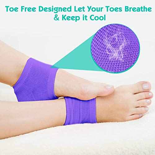 Selizo 6 Pairs Heel Moisturizing Socks Open Toe Socks Cracked Gel Heel Socks Foot Toeless Heel Repair Socks for Women Dry Hard Cracked Feet, 6 Colors