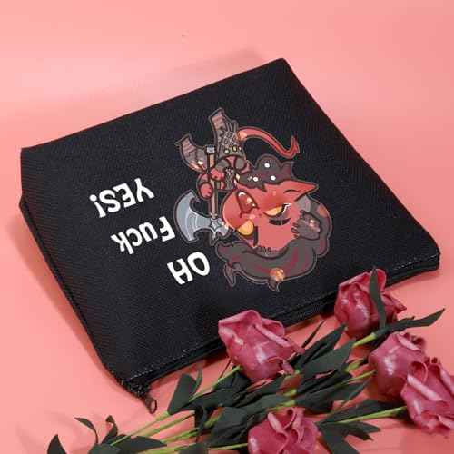 JXGZSO Oh F Yes Karlach Inspired Cosmetic Bag Funny RPG Gamer Gift BG3 Tiefling Makeup Bag (Oh F Yes Karlach Black)