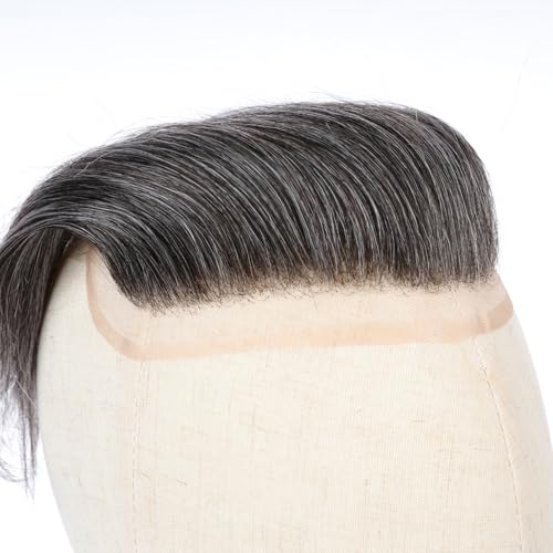 French Lace Frontal Hairpiece for men Natural Hairline V-Shape Replacement System Toupee for Men human hair #1B50