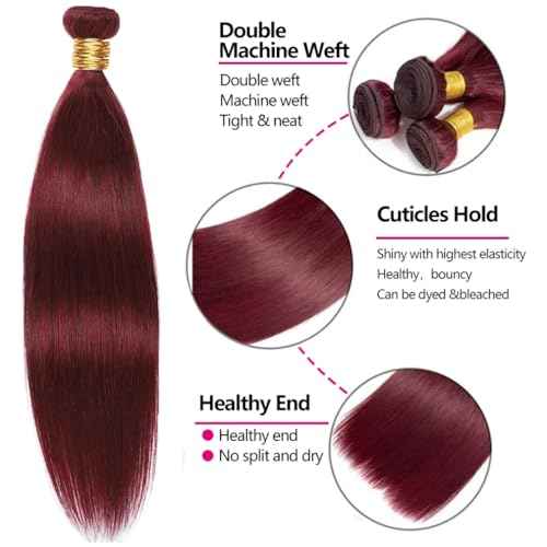 Burgundy Human Hair Bundles 99J Straight3 Bundles 18 20 22 inch Unprocessed Brazilian Virgin Hair Color Red Bundle
