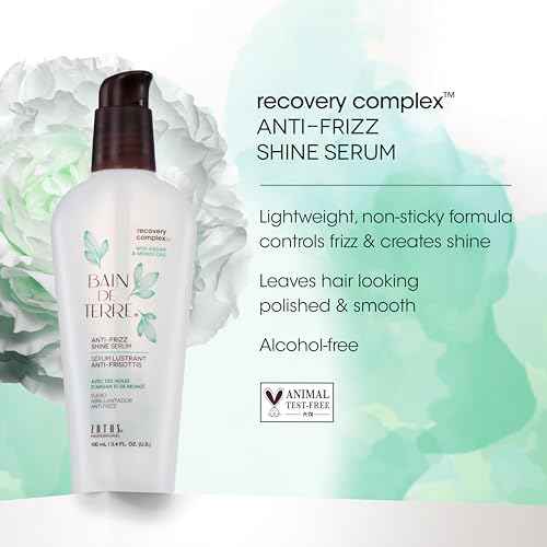 Bain de Terre Recovery Complex Anti-Frizz Shine Serum, Silky Shine & Frizz Control with Argan & Monoi Oils, Paraben-Free, Alcohol-Free, Color-Safe, Vegan