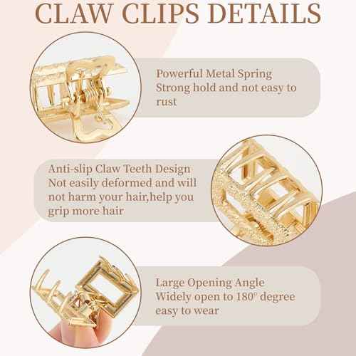 Small Hair Clips for Women 16PCS 0.98" Gold Metal Mini Claw Clips for Women Non Slip Bangs Pins for Thin/Thick Hair(16PCS-Style 9)