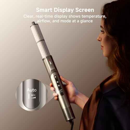 Dreame Dazzle Hair Styler and Dryer- Intelligent Nozzle Recognition, 110,000RPM High-Speed Motor for Fast Drying, 300M Negative Ions, 5 Snap-on Attachments, Smart Screen, 3 Customizable Modes