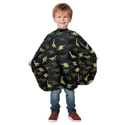 Kids Barber Cape For Boys Hair Cutting at Home, Salon or Barber Shop, Kids Hair Cutting Cape for Boys and Toddlers, Adjustable Neck with Plastic Snaps, Dinosaur