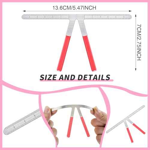 Weewooday 6 Pieces Tattoo Eyebrows Rulers 3 Point Positioning Ruler Mini Caliper Double Scale Vernier Calipers Eyebrow Caliper Microblading Ruler Measuring Tool with Eyebrow Shaver(Pink)