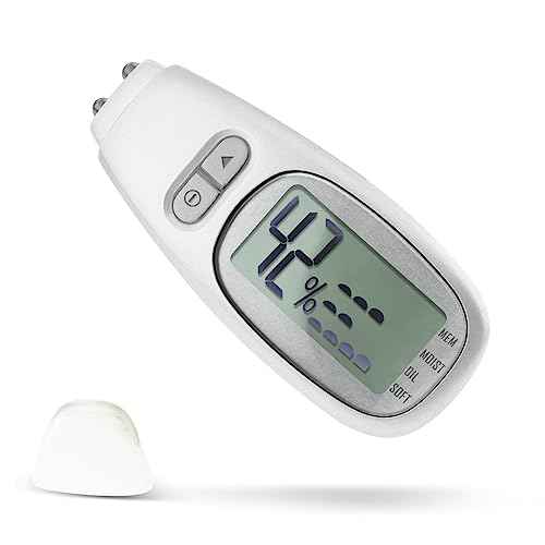Digital Skin Detector Moisture Tester Portable Facial Softness Moisture Oil Content Tester Analyzing Device with Backlit, Approx. 3.1x1.9x7.4cm/1.22x0.75x2.91in, White