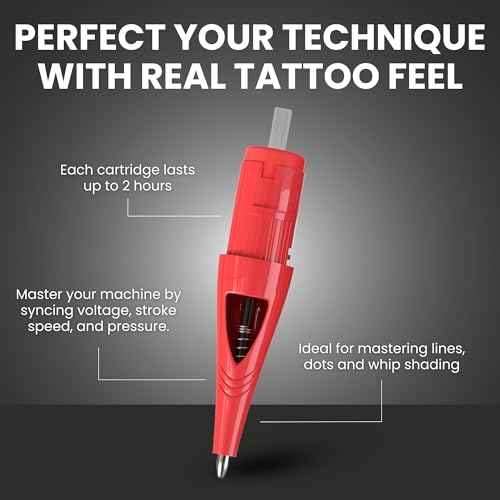 Inlumino Heart Ink Ballpoint Pen Cartridges ? Saturated Red Ink (6 Pack) ? Tattoo Practice Cartridges for Rotary Tattoo Machines ? Water-Based Ink with Bold Color ? Fake Skin Alternative