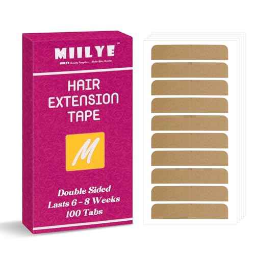MIILYE Hair Extension Replacement Tape 100 Tabs, Double Sided, 6+ Weeks Hold Time, No Residue, Tape-ins-Extension Reinstallation