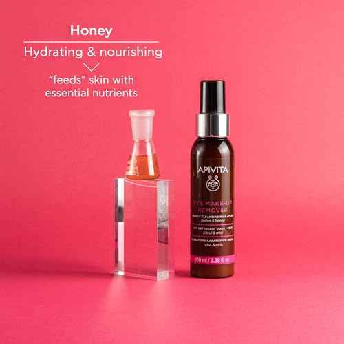 Apivita Eye Makeup Remover | Hydrating & Soothing Gentle Cleansing Milk with Linden & Honey, 100 mL / 3.38 oz