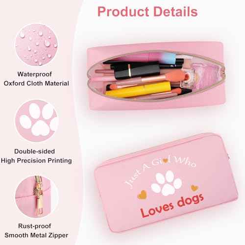 Dog Makeup Bag Dog Lovers Gifts for Women Girls Oxford Cloth Cosmetic Bag Christmas Birthday Gift for Pet Owner Dog Mom Sister Bestie BFF Dog Lovers Double Side Printed Zipper Makeup Organizer