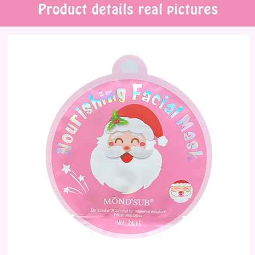 Christmas Facial Masks 8-Pack - Santa Claus Mask Hydrating, Smoothing, and Refreshing Skin-Clearing Face Sheet Masks - Skincare Set for Moisturizing and Soothing Beauty
