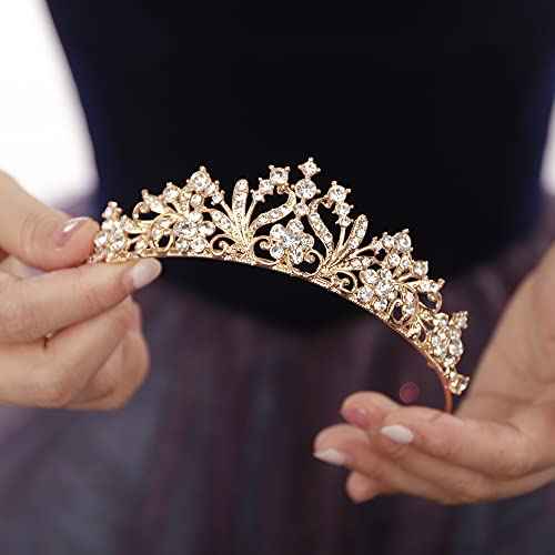 JWICOS Tiaras for Women Girls Birthday Crown Rhinestone Tiara Princess Crown for Women Bridal Wedding Prom Birthday Party Halloween Costumes Hair Accessories for Women Girls