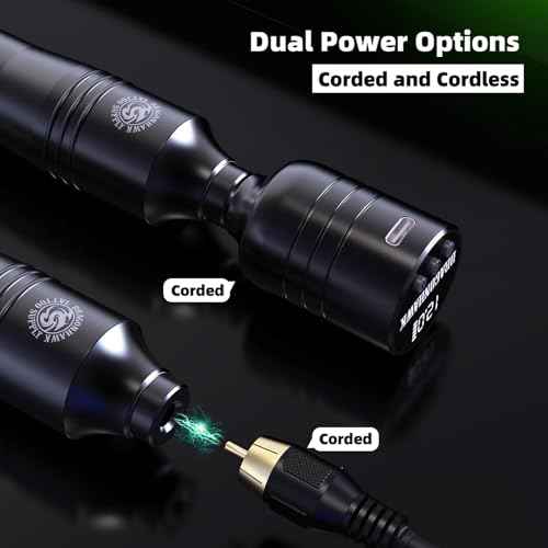 Dragonhawk Atom Wireless Tattoo Gun Pen Machine Kit - Complete Beginner Tattoo Kit with 20 Cartridge Needles, Battery Power Supply for Lining Shading
