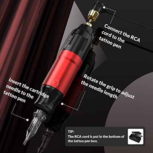Wormhole Tattoo Gun Kit Tattoo Kit with Tattoo Gun Power Supply Tattoo Cartridge Needles Rotary Tattoo Machine Kit for Beginners Black&Red