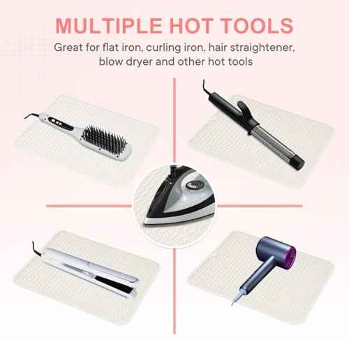 Oversize Silicone Heat Resistant Mat, Portable Travel Mat Cover for Curling Irons, Flat Irons, Hair Straightener and Hot Hair Styling Tools(14.2" x 11")