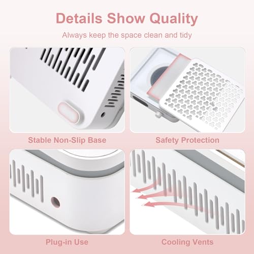 Nail Dust Collector with 10 Speed Settings, Powerful Suction Nail Vacuum, Nail Fan Dust Collector for Beginner, Dust Collector Nail Tech for Acrylic Nail Polishing Manicure Salon Home (White)
